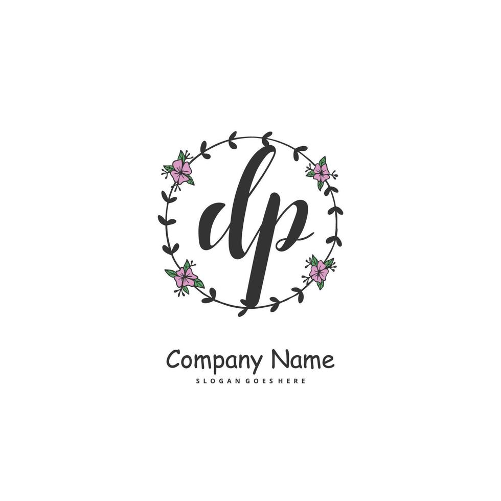 D P DP Initial handwriting and signature logo design with circle ...