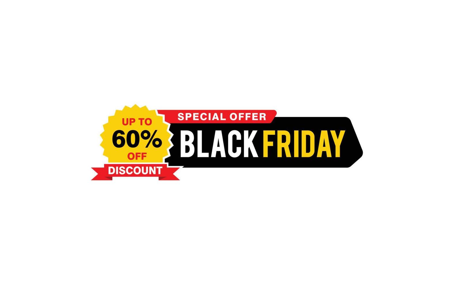 60 Percent discount black friday offer, clearance, promotion banner layout with sticker style. vector