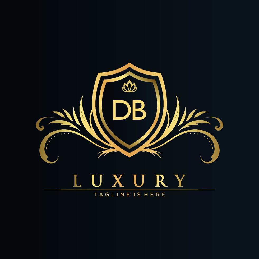 DB Letter Initial with Royal Template.elegant with crown logo vector, Creative Lettering Logo Vector Illustration.