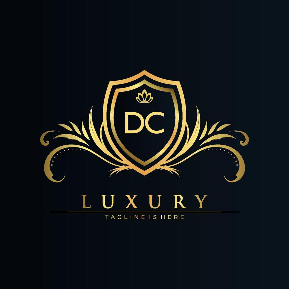 DC Letter Initial with Royal Template.elegant with crown logo vector, Creative Lettering Logo Vector Illustration.