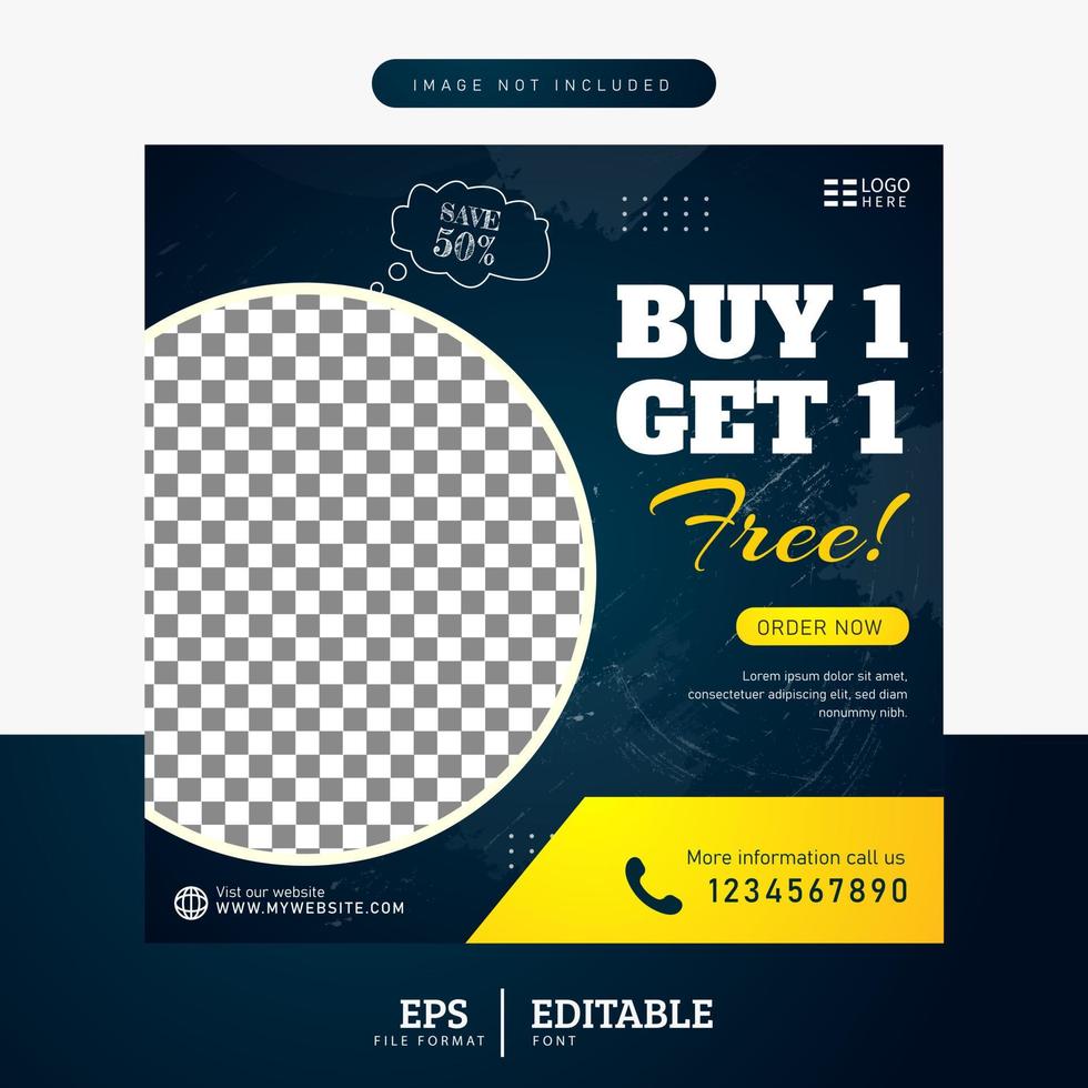 Pizza template for social media advertising vector