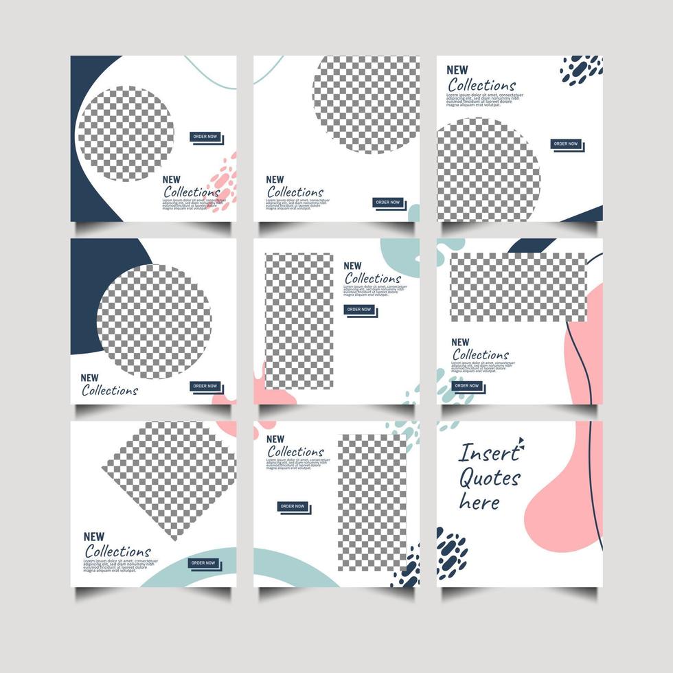 Social media puzzle frame grid post template and banner vector