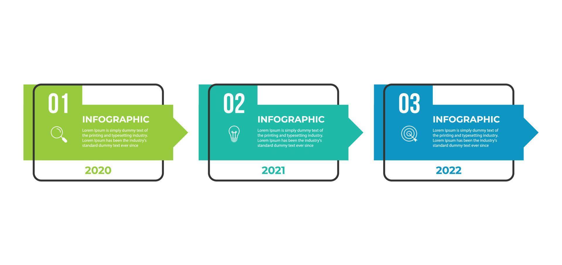 elemento de diseño infográfico de línea de tiempo y opciones de número. concepto de negocio con 3 pasos. se puede utilizar para diseño de flujo de trabajo, diagrama, informe anual, diseño web. plantilla de negocio vectorial para presentación. vector