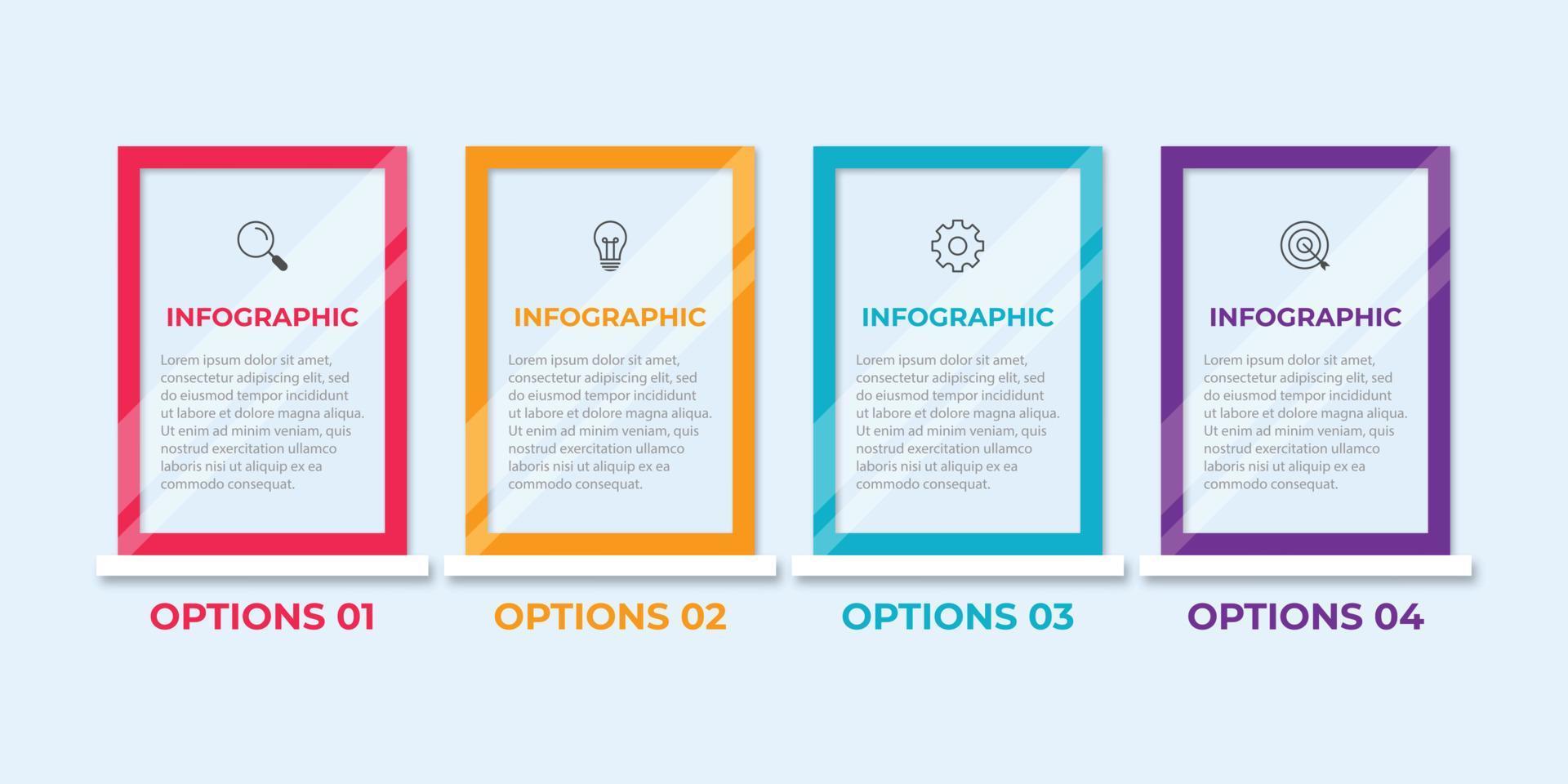 Vector infographic label design template with icons and 4 options or steps. can be used for process