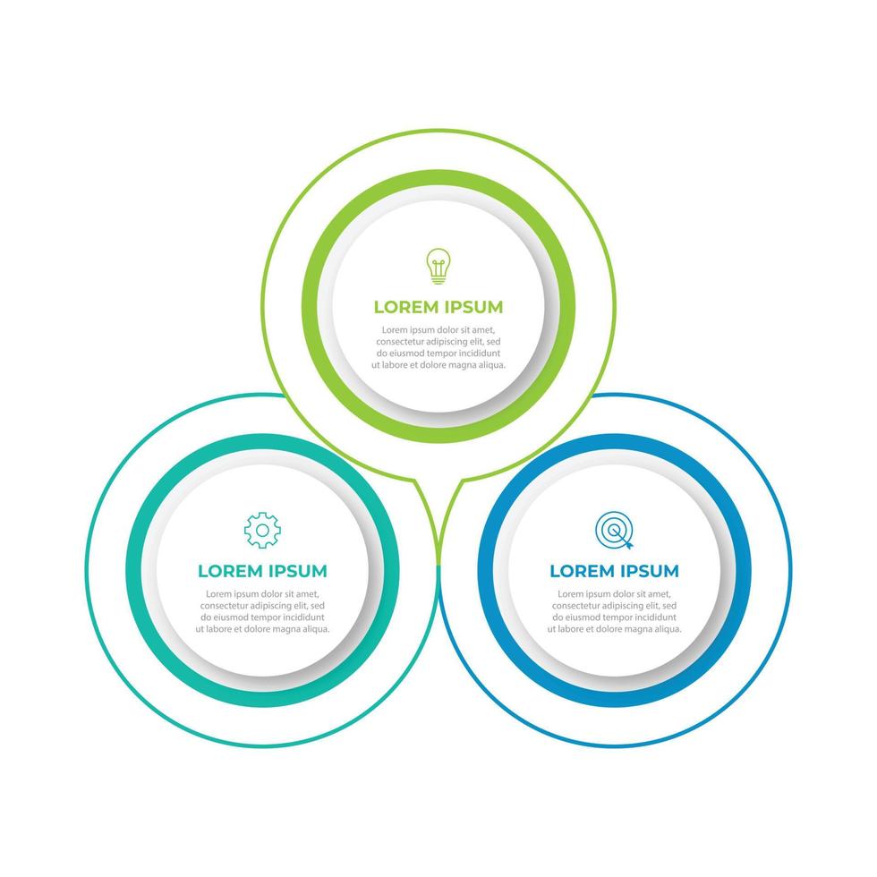 Vector infographic circle. Template for graph, cycling diagram, round chart, workflow layout, number options, web design. 3 steps, parts, options, stages business concept