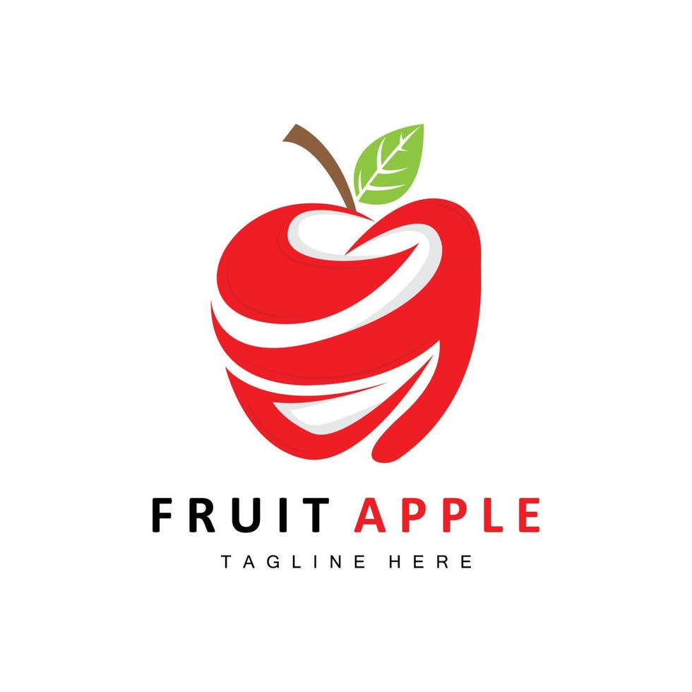 diseño de logotipo de manzana de fruta, vector de fruta roja, con estilo abstracto, ilustración de etiqueta de marca de producto