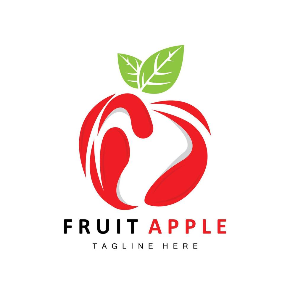 diseño de logotipo de manzana de fruta, vector de fruta roja, con estilo abstracto, ilustración de etiqueta de marca de producto