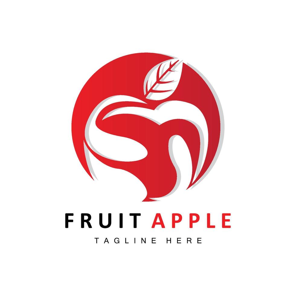 diseño de logotipo de manzana de fruta, vector de fruta roja, con estilo abstracto, ilustración de etiqueta de marca de producto