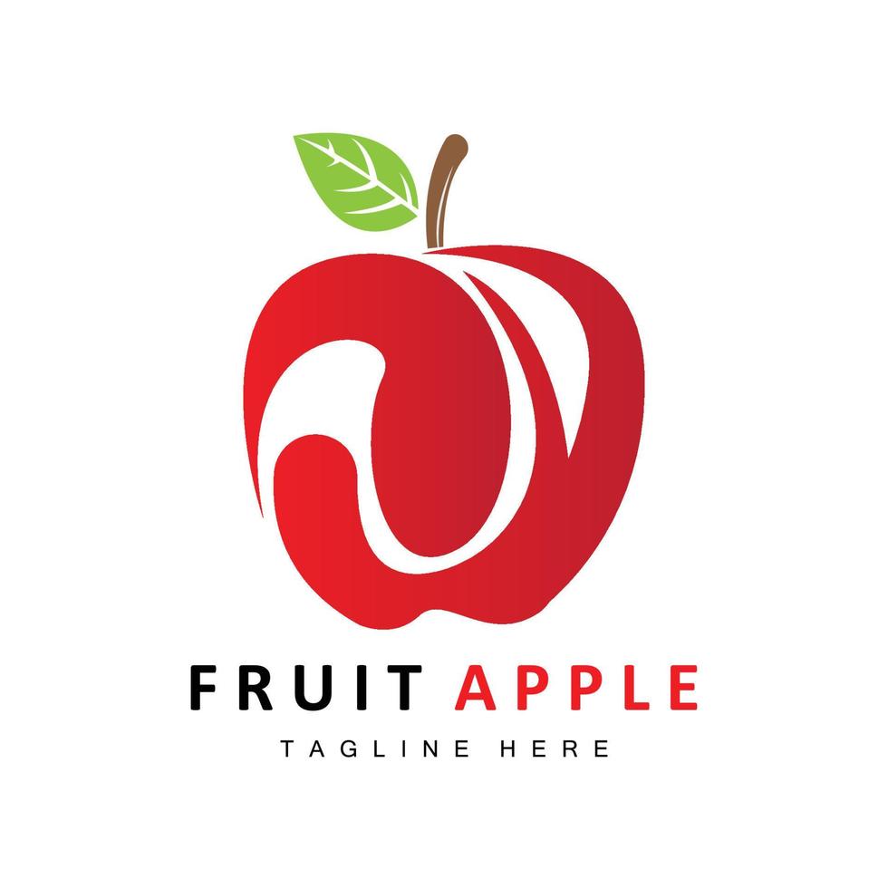 Fruit Apple Logo Design, Red Fruit Vector, With Abstract Style, Product Brand Label Illustration vector
