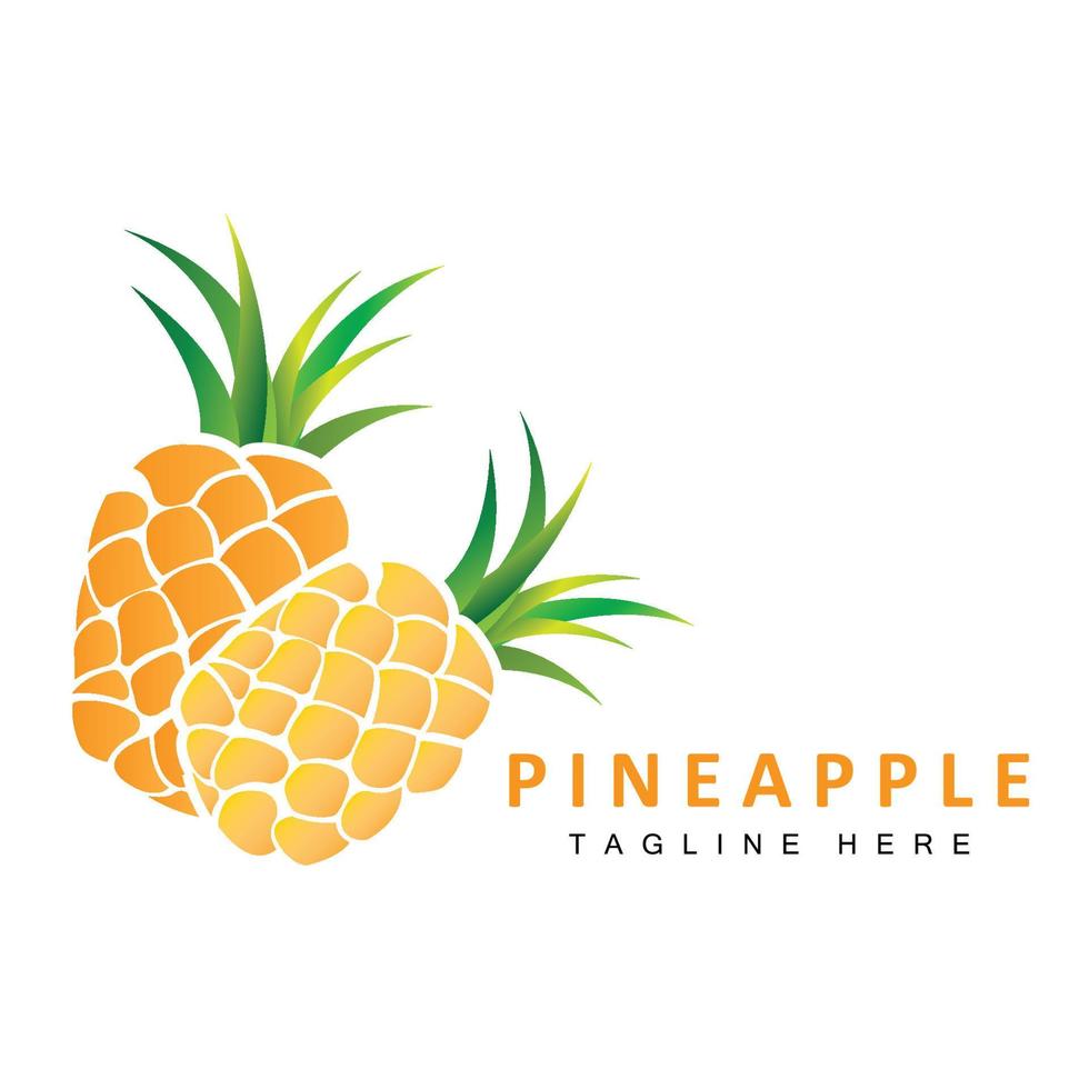 Pineapple Logo Design, Fresh Fruit Vector, Plantation Illustration, Fruit Product Brand Label vector