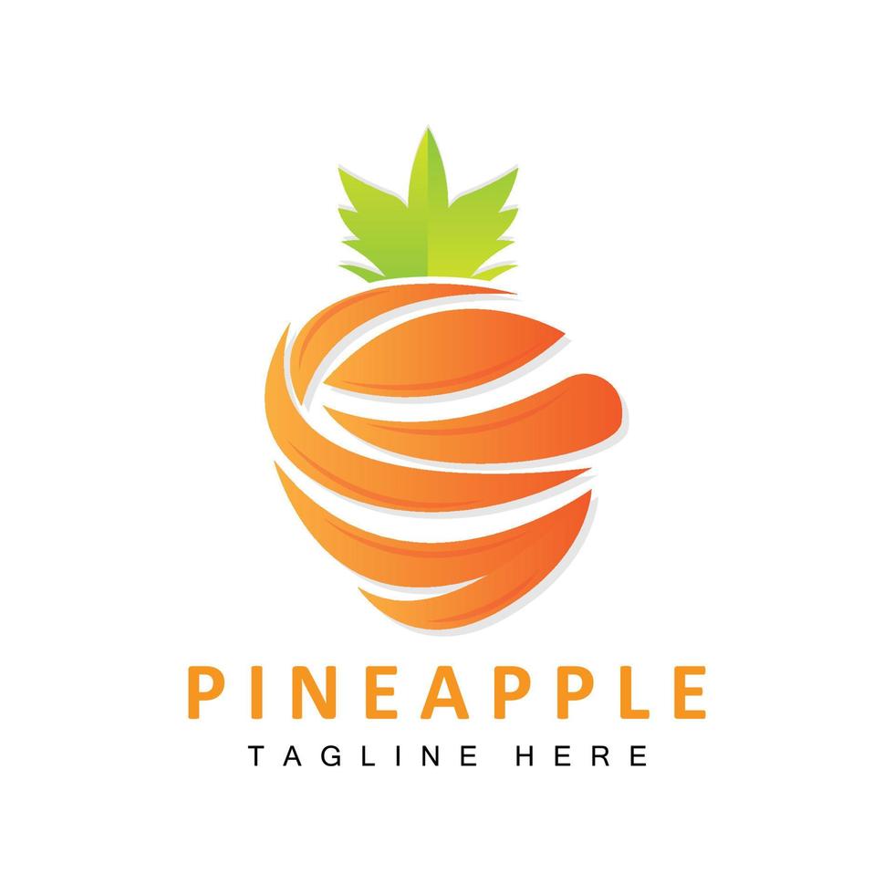 Pineapple Logo Design, Fresh Fruit Vector, Plantation Illustration, Fruit Product Brand Label vector
