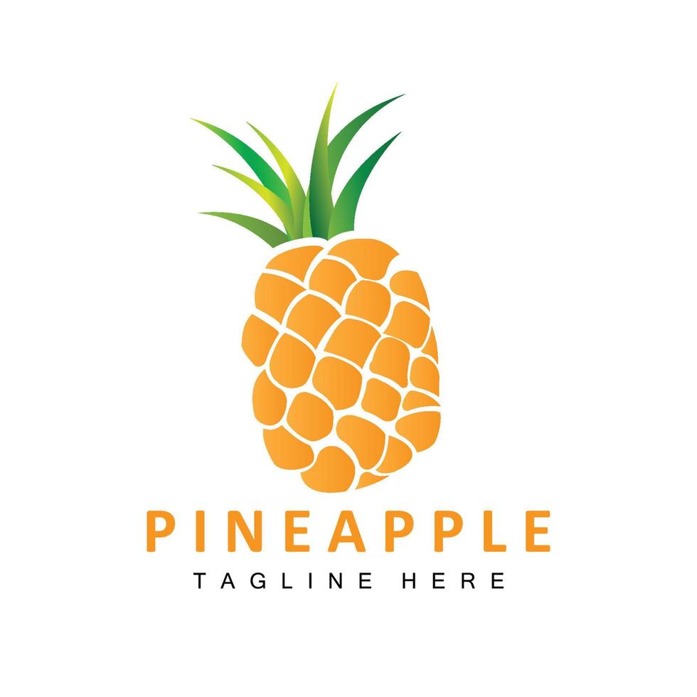 diseño de logotipo de piña, vector de fruta fresca, ilustración de plantación, etiqueta de marca de producto de fruta