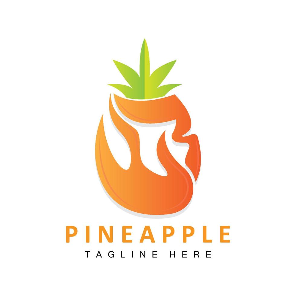 diseño de logotipo de piña, vector de fruta fresca, ilustración de plantación, etiqueta de marca de producto de fruta