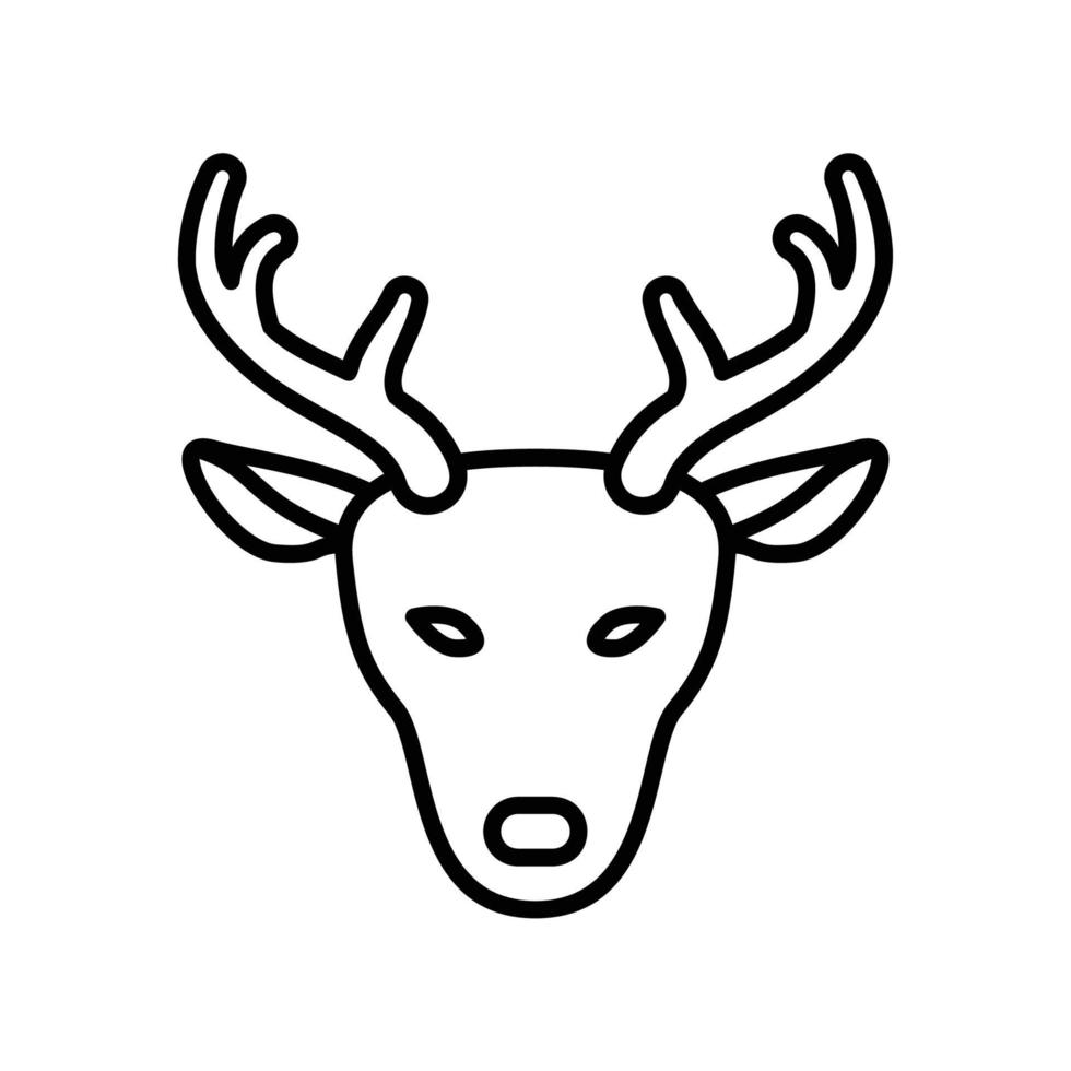 Stag icon for deer animal family in black outline style vector