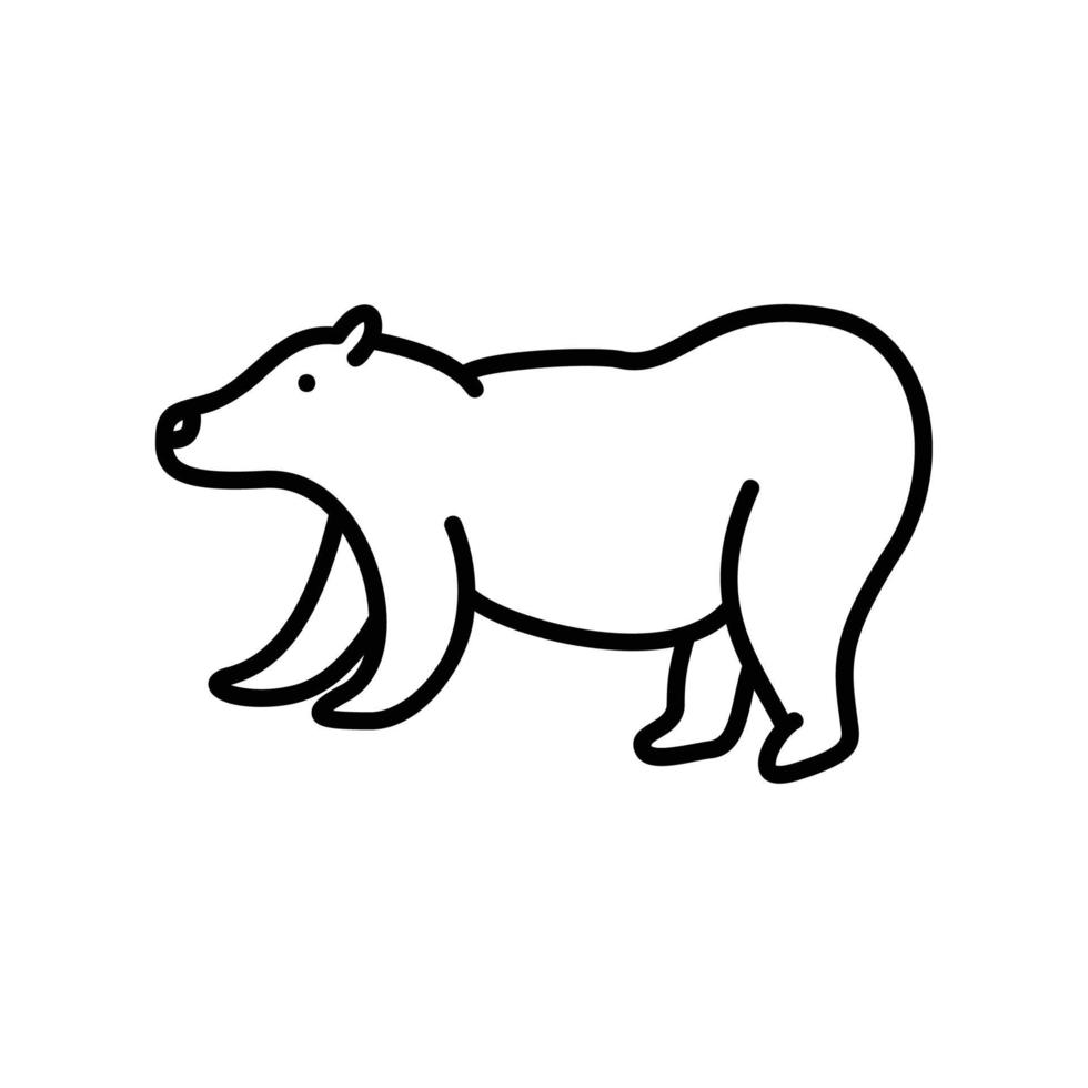 Polar bear icon for wildlife animal in black outline style vector
