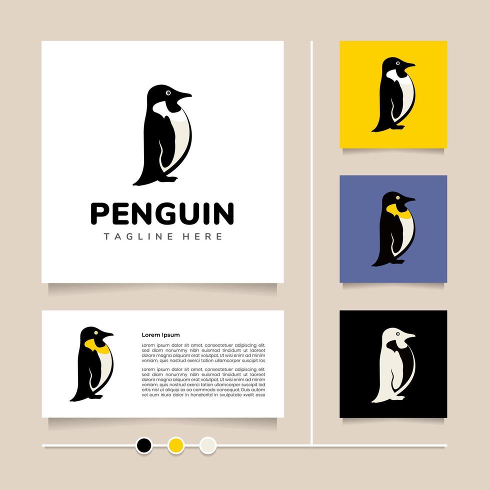 diseño creativo del logo del pingüino. icono de pájaro lindo y vector de diseño de símbolo