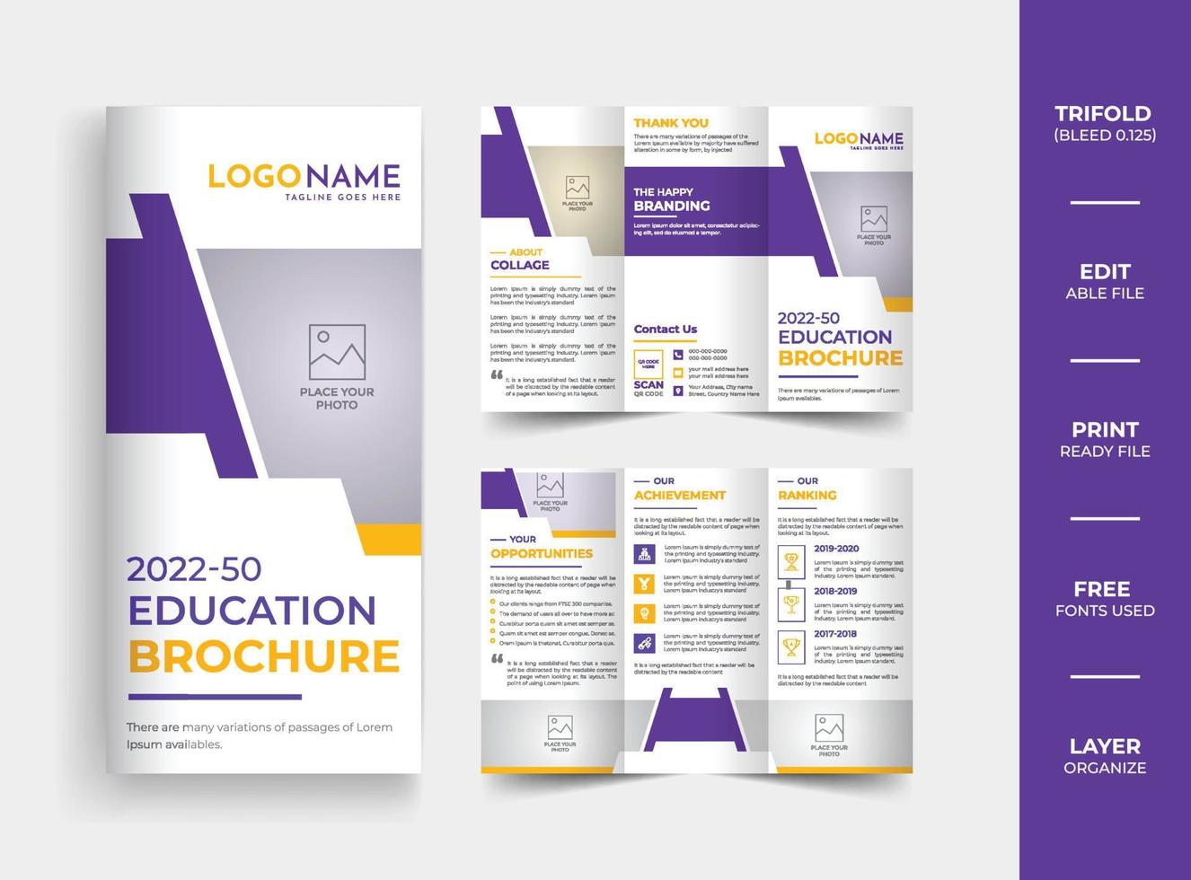 School admission trifold brochure design, multipurpose education trifold brochure template layout vector