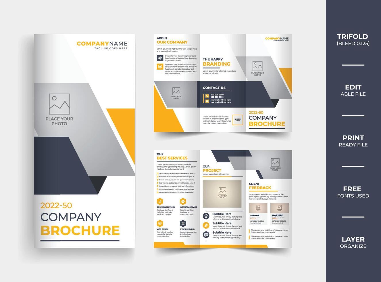 Creative corporate business trifold brochure template design vector