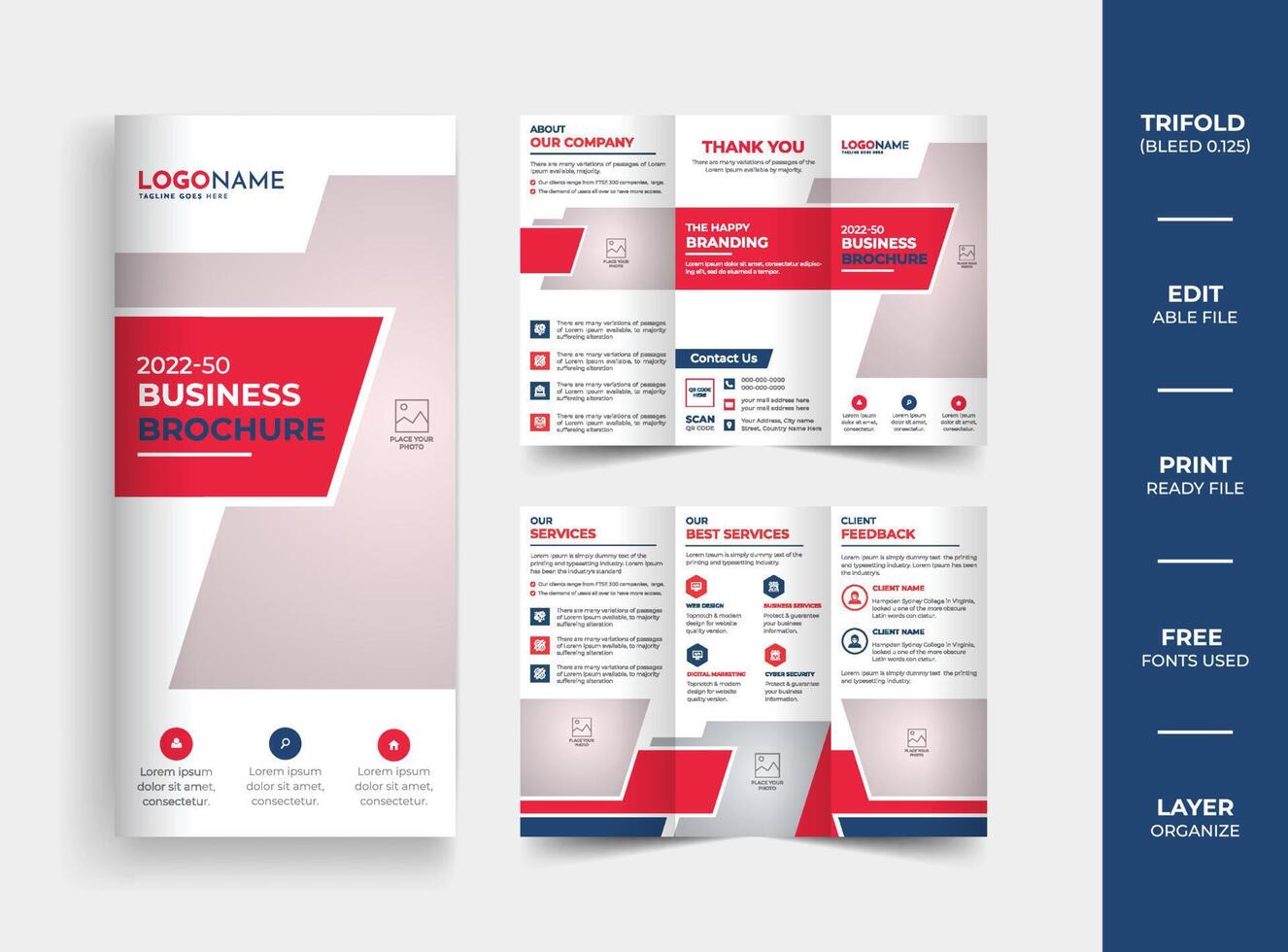 Professional business trifold brochure template design vector