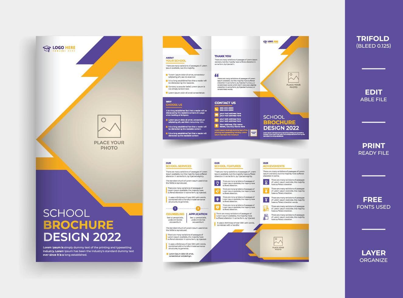 Back to kids school admission trifold brochure design education template layout vector