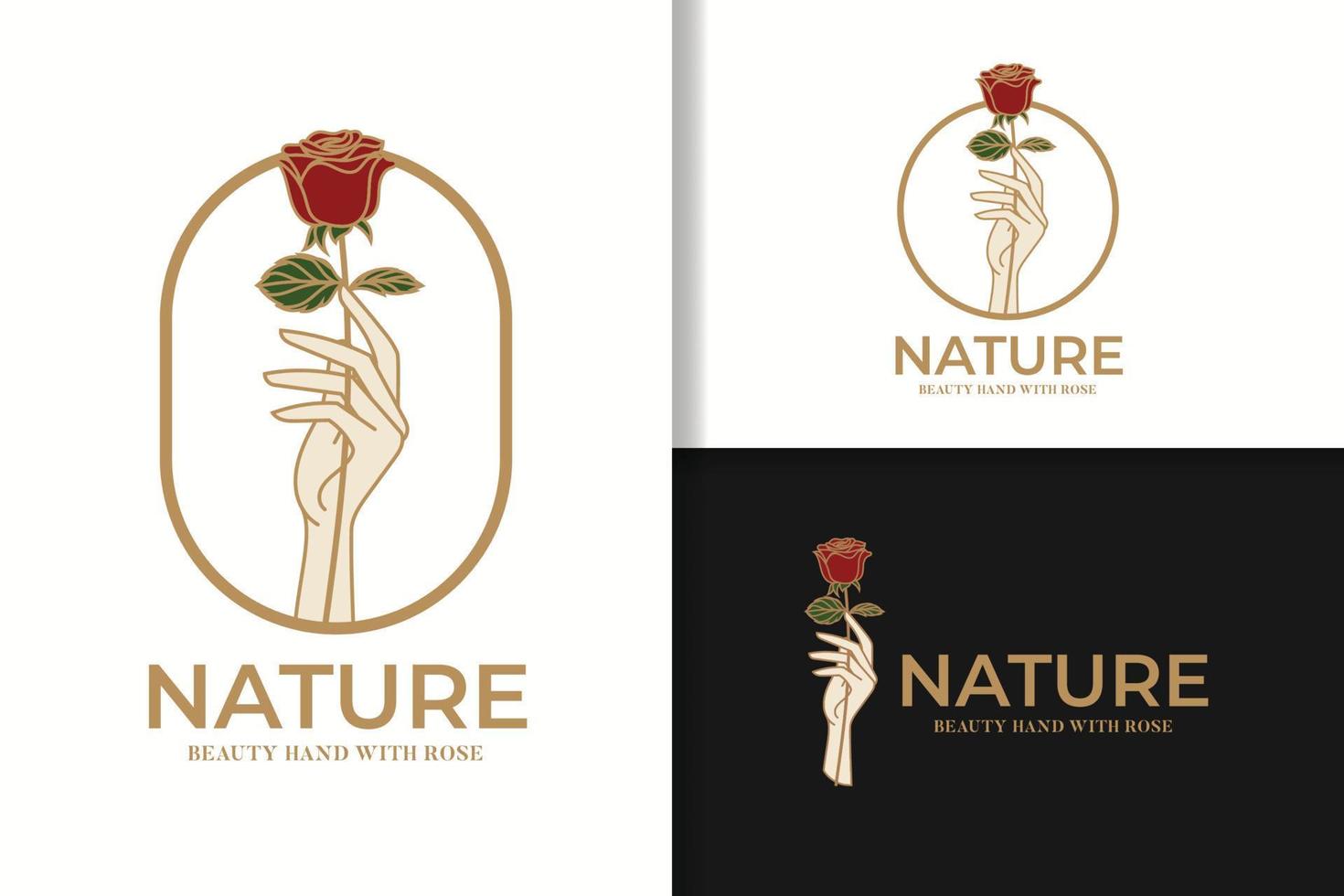 mano femenina con plantilla de logotipo de flores vector