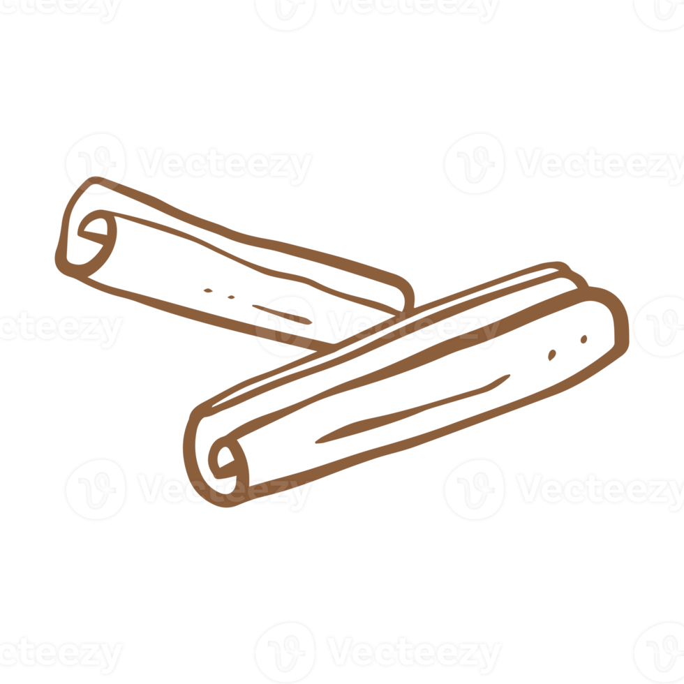 ilustración dibujada a mano de canela para el elemento de diseño de alimentos saludables. colorido tema de frutas y verduras png