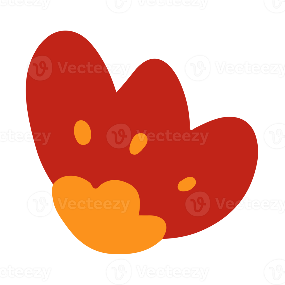 Simple and cute red and orange flower in childish hand drawn illustration style for design element png