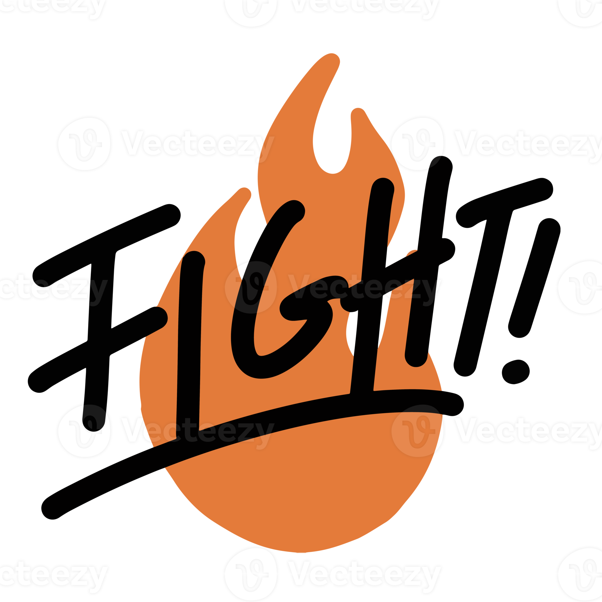 fight word text illustration hand drawn for sticker and design element