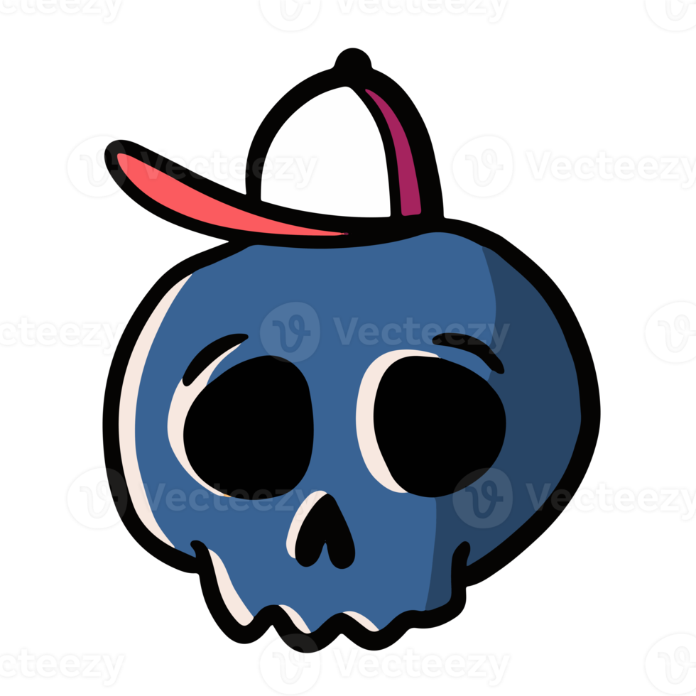 cute kids skull in blue color illustration for clip art and design element png