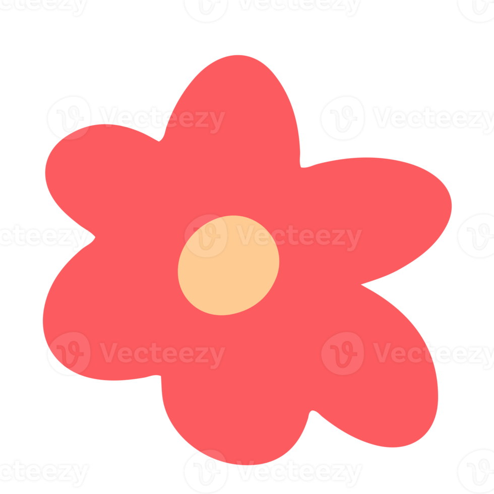 Cute and simple flower illustration in trendy color theme for design element and ornament png