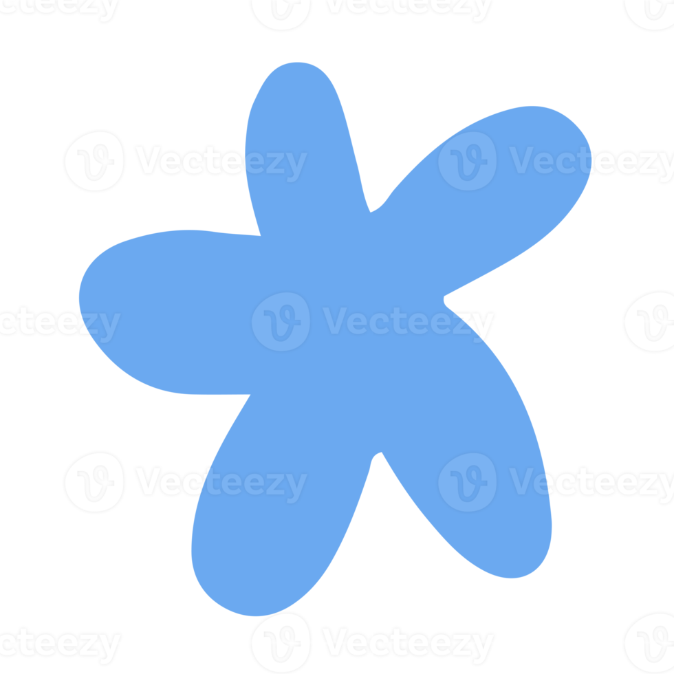 Simple and cute blue flower in childish hand drawn illustration style for design element png