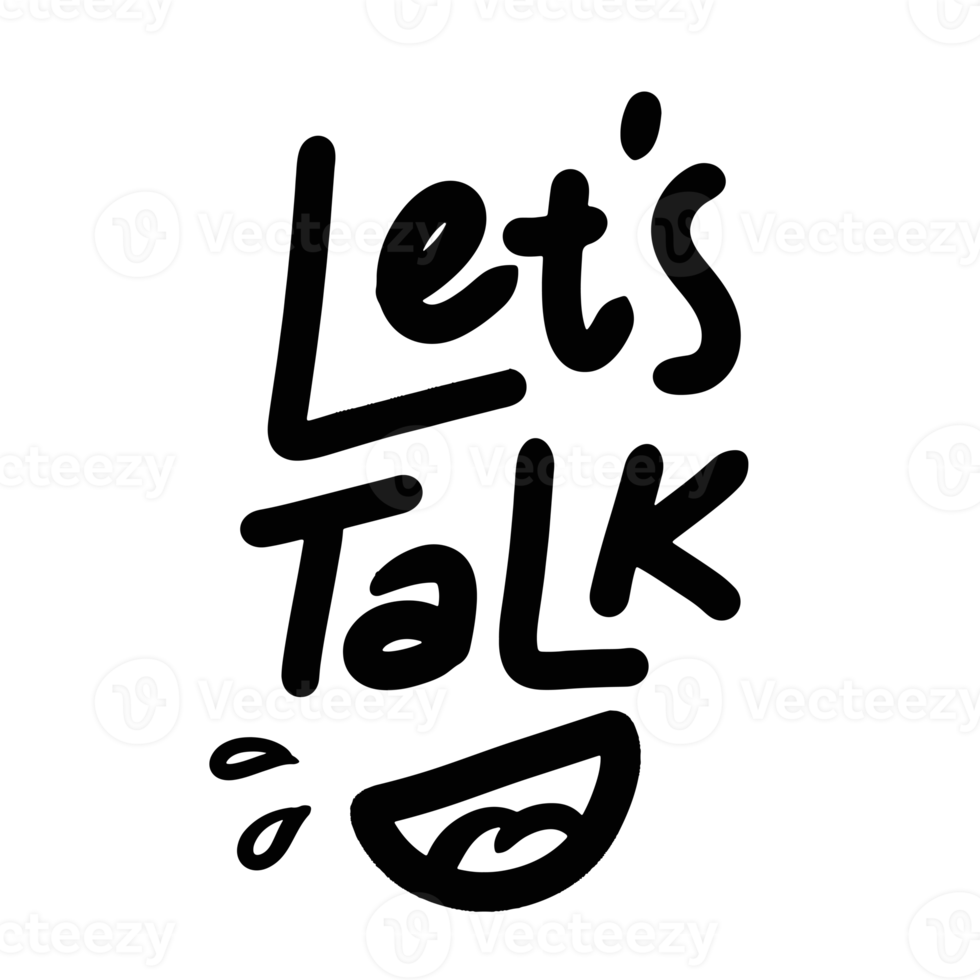 lets talk word text illustration hand drawn for sticker and design element png