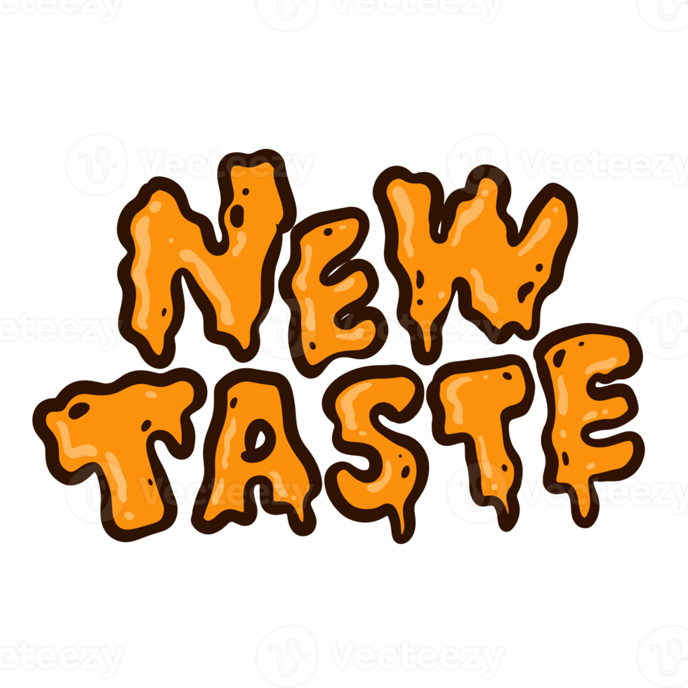 new taste word text illustration hand drawn for sticker and design element png