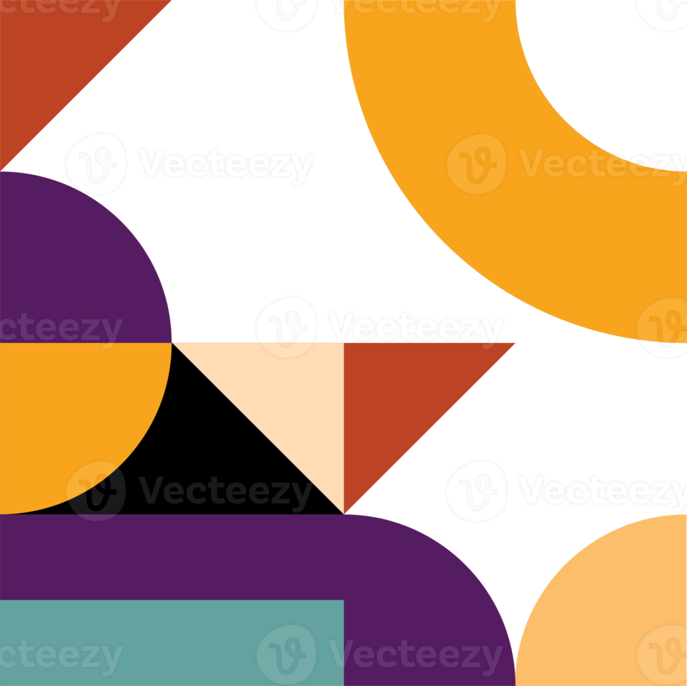 Trendy geometric square with abstract patterns in multiple colors and shapes. Creative contemporary design element for decoration of pop theme design. png