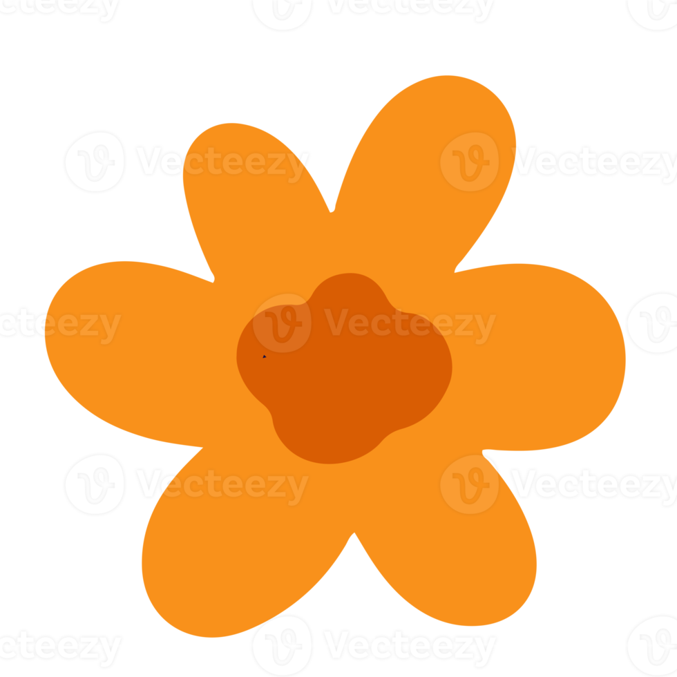 Cute and simple flower illustration in trendy color theme for design element and ornament png