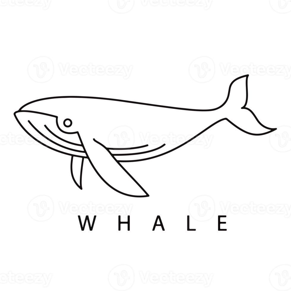 whale outline stroke for logo design png