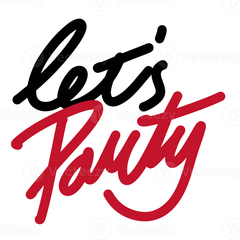 lets party word text illustration hand drawn for sticker and design element png