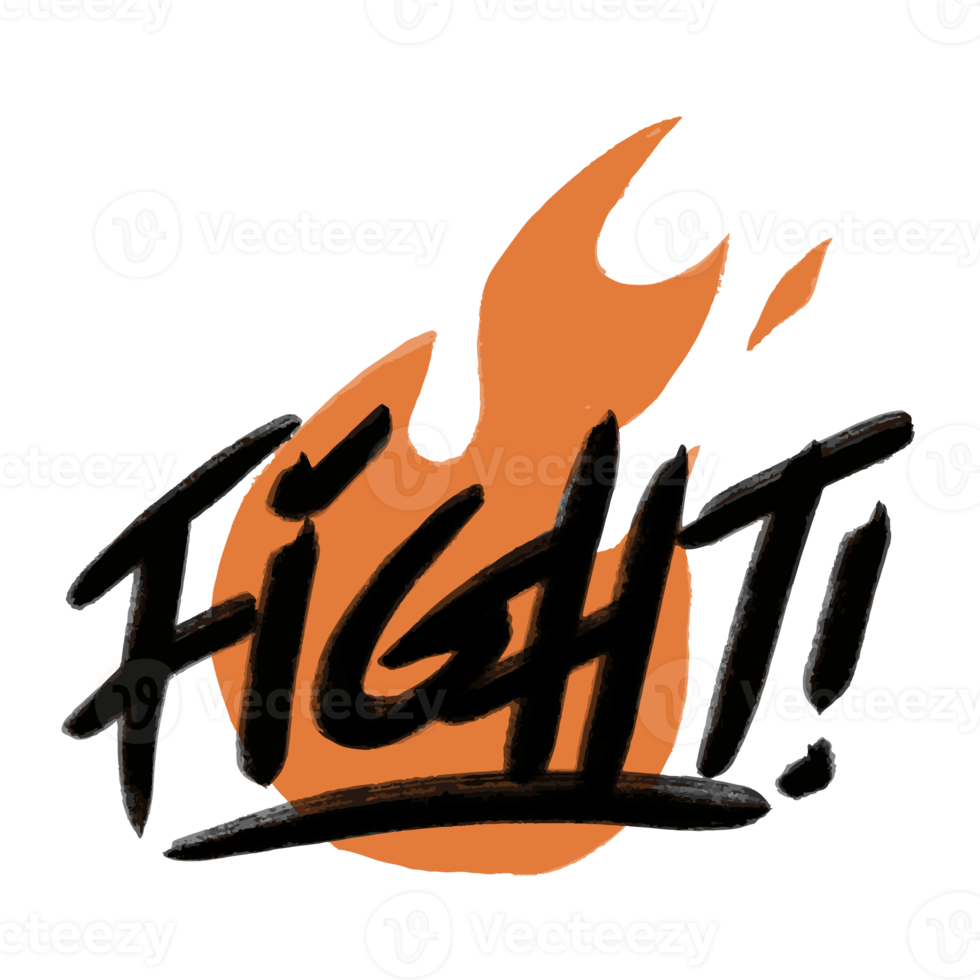 fight word text illustration hand drawn for sticker and design element png