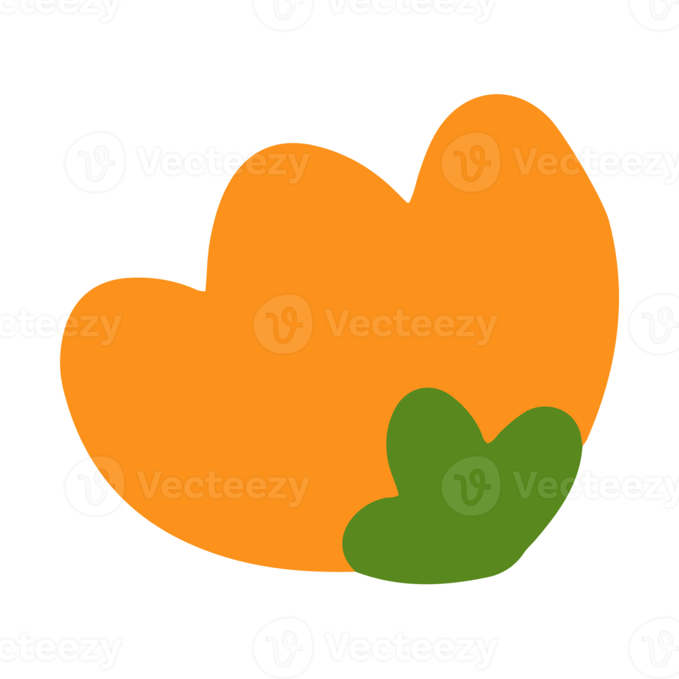 Simple and cute orange and green flower in childish hand drawn illustration style for design element png