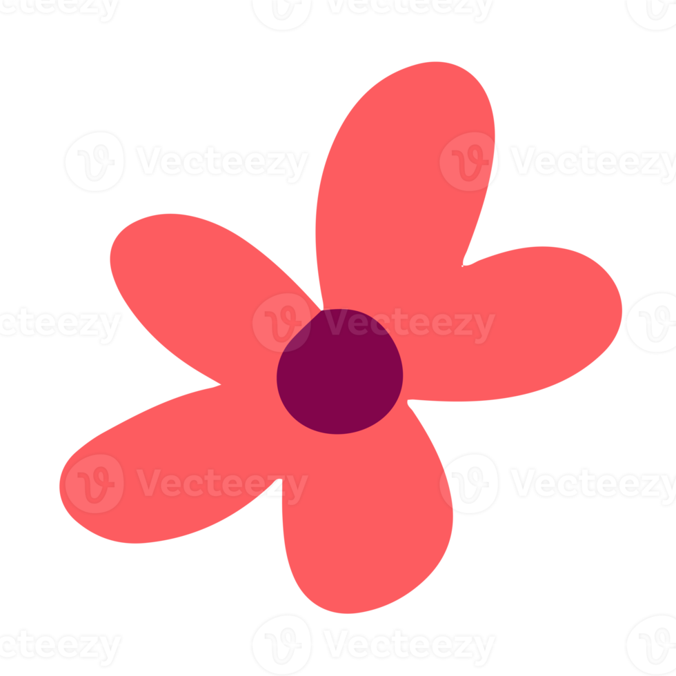 Simple and cute pink and purple flower in childish hand drawn illustration style for design element png