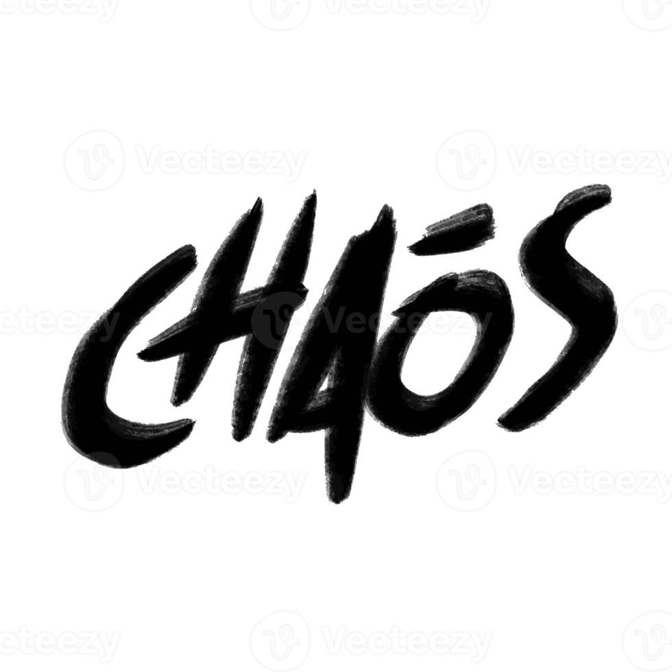 chaos word text illustration hand drawn for sticker and design element png