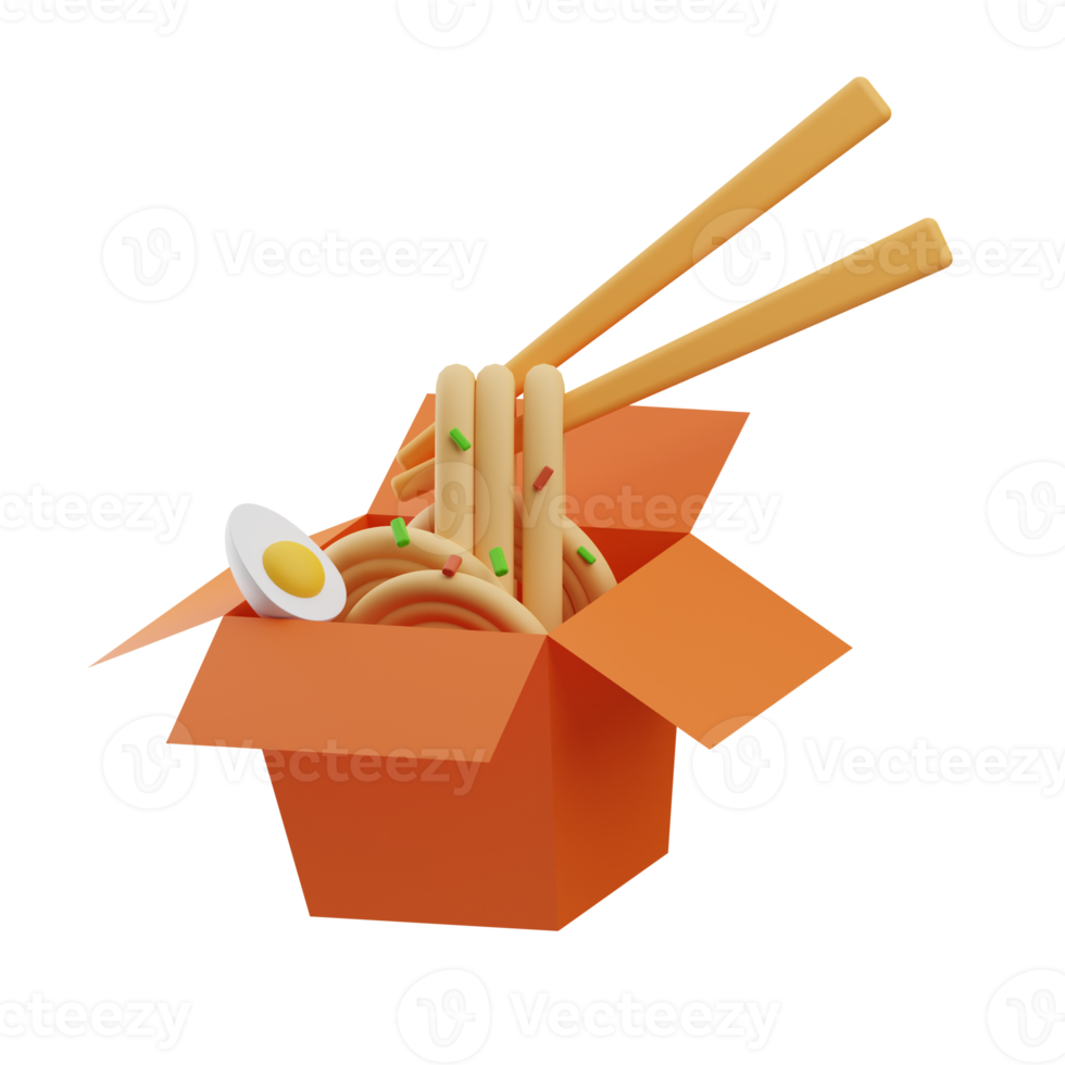 ilustración de fideos de comida rápida 3d png