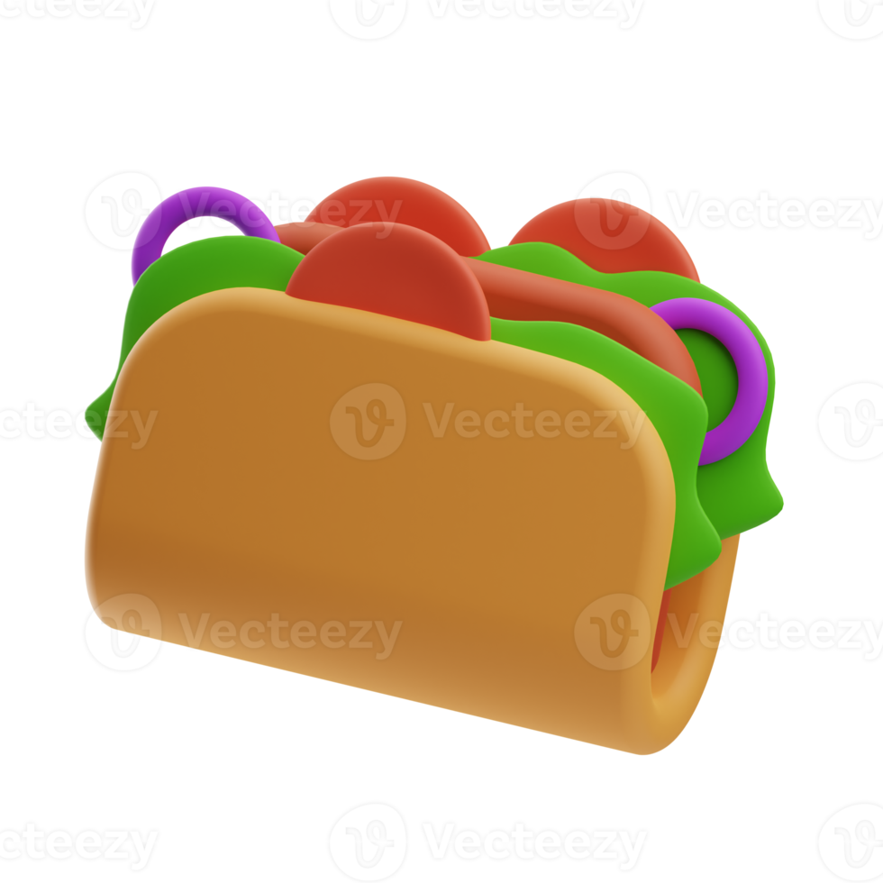 fast food taco illustration 3d png