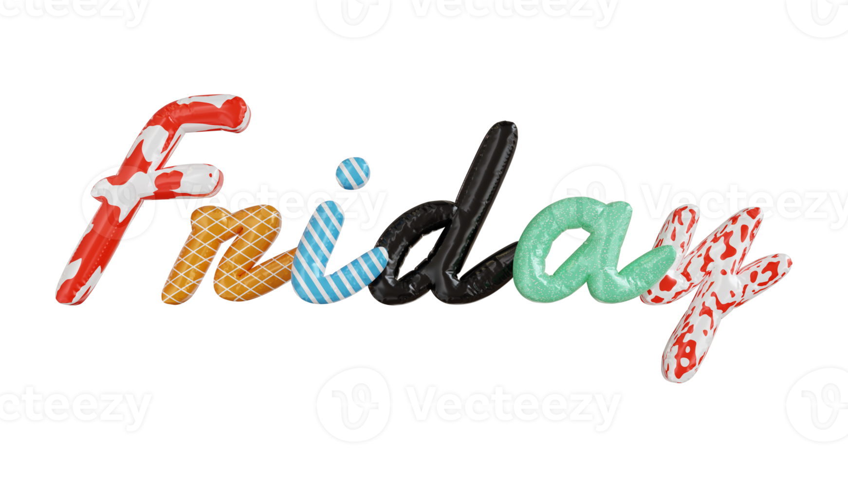 vendredi texte 3d coloré png