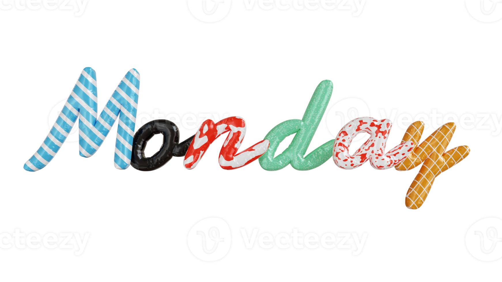 Monday colorfull 3d text png