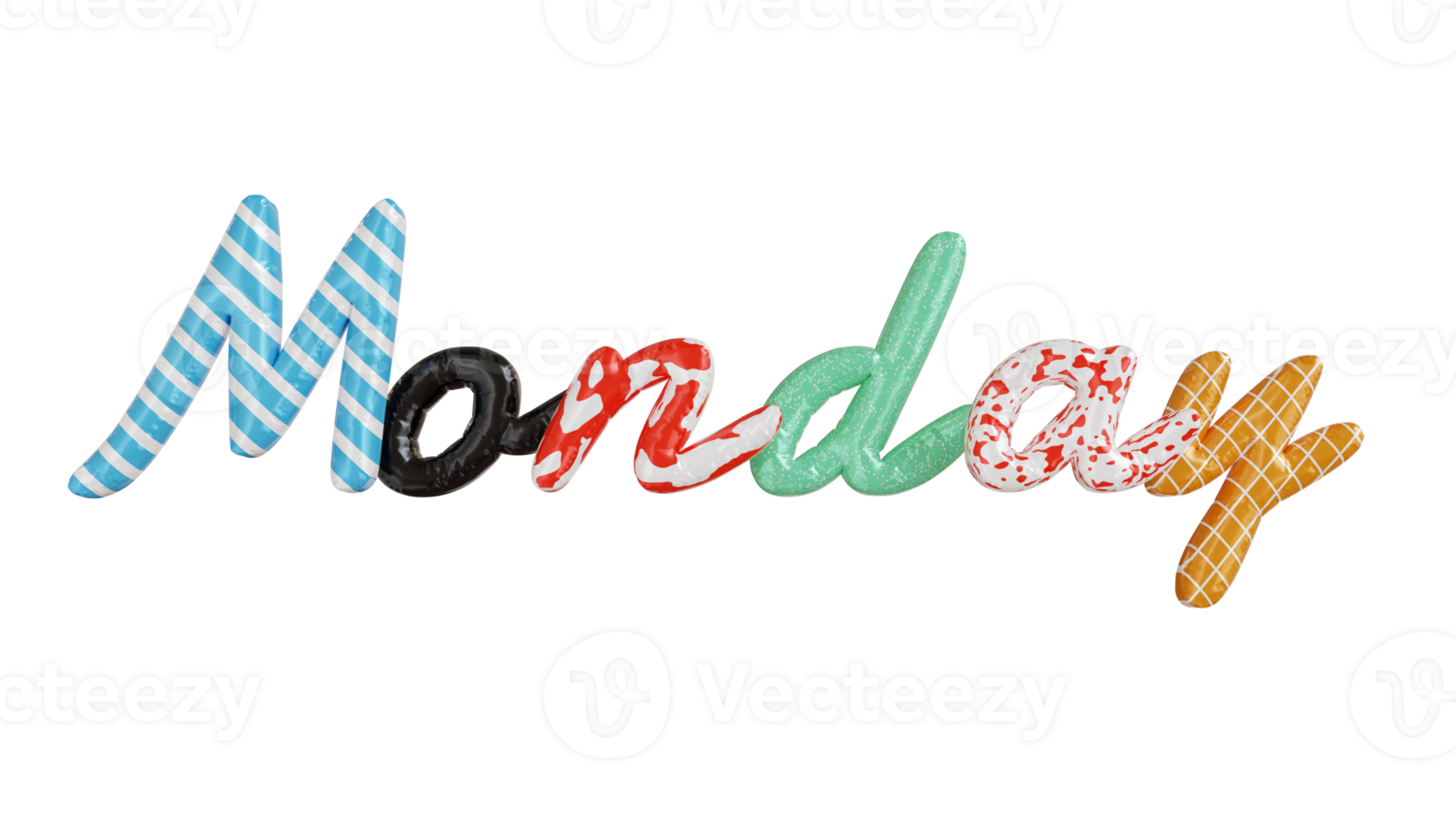 Monday colorfull 3d text png