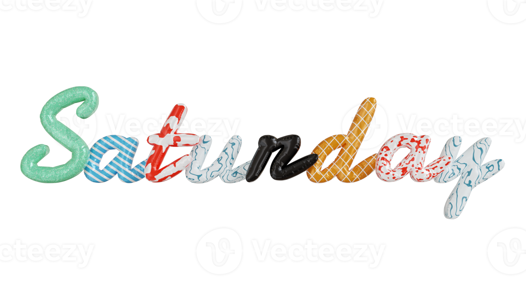 Saturday colorfull 3d text png