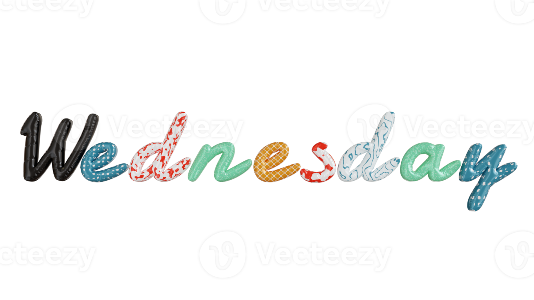 Wednesday colorfull 3d text png