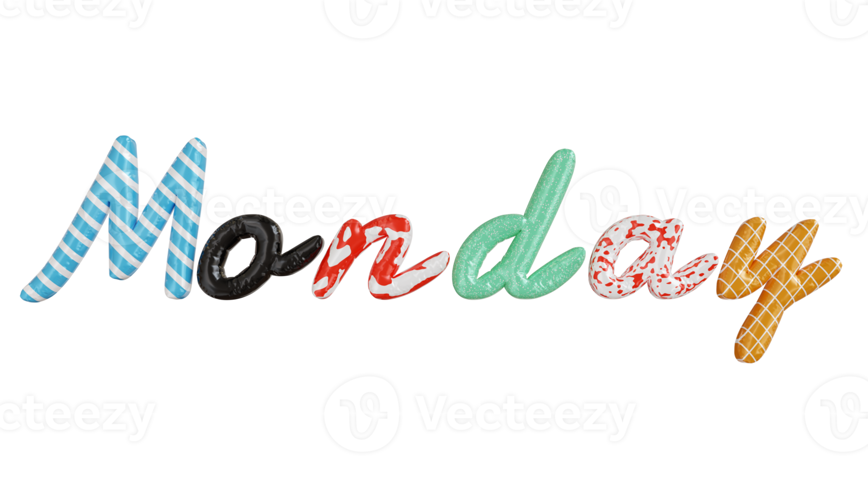 Monday colorfull 3d text png