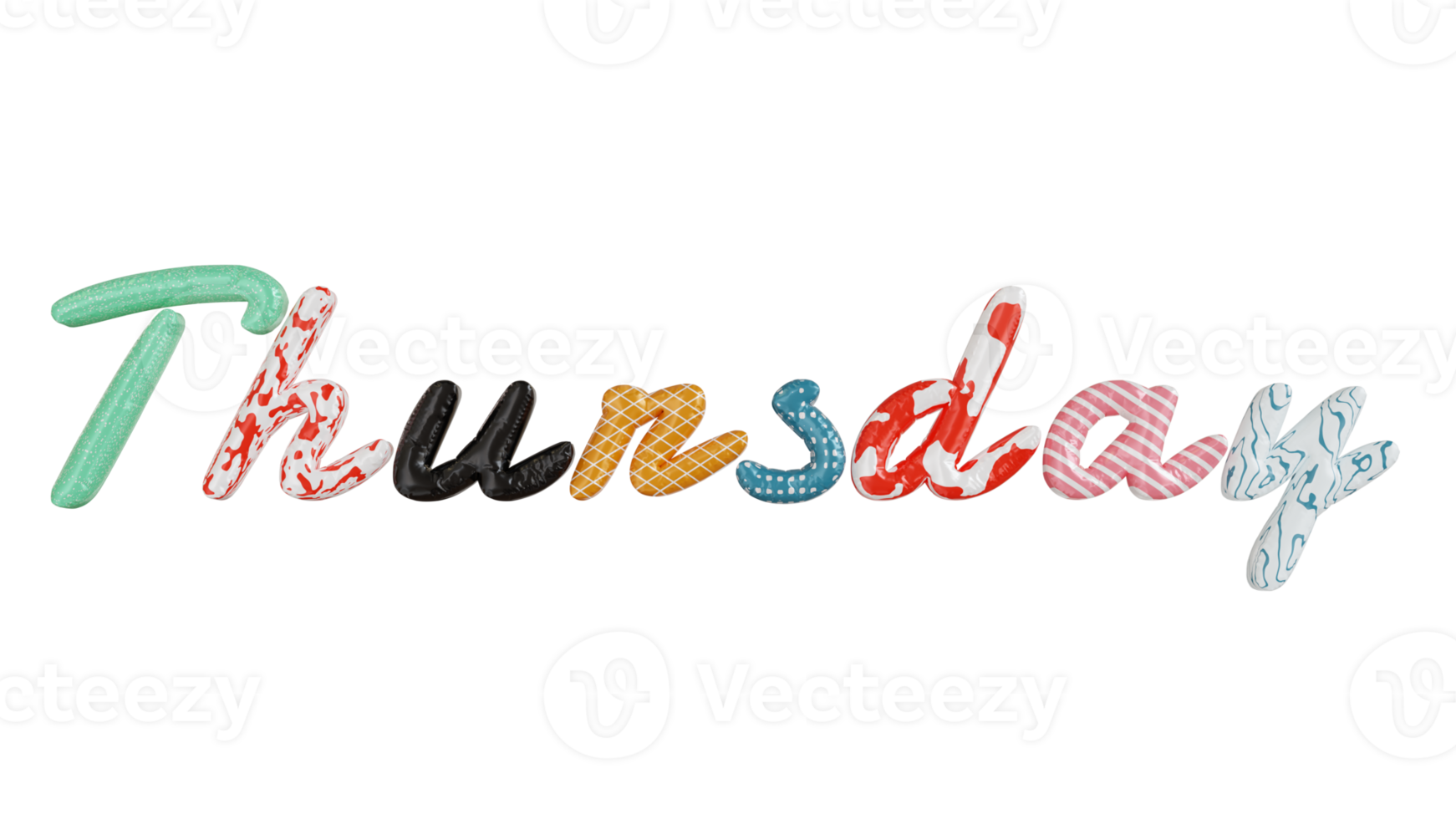 Thursday colorfull 3d text png